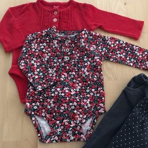 Carter’s red tops and jeggings